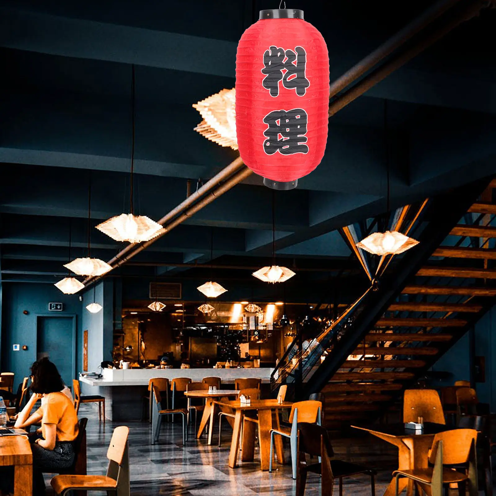 2pcs Japanese Style Hanging Lanterns, Waterproof Outdoor Festival Decorative Lighting for Restaurant Door