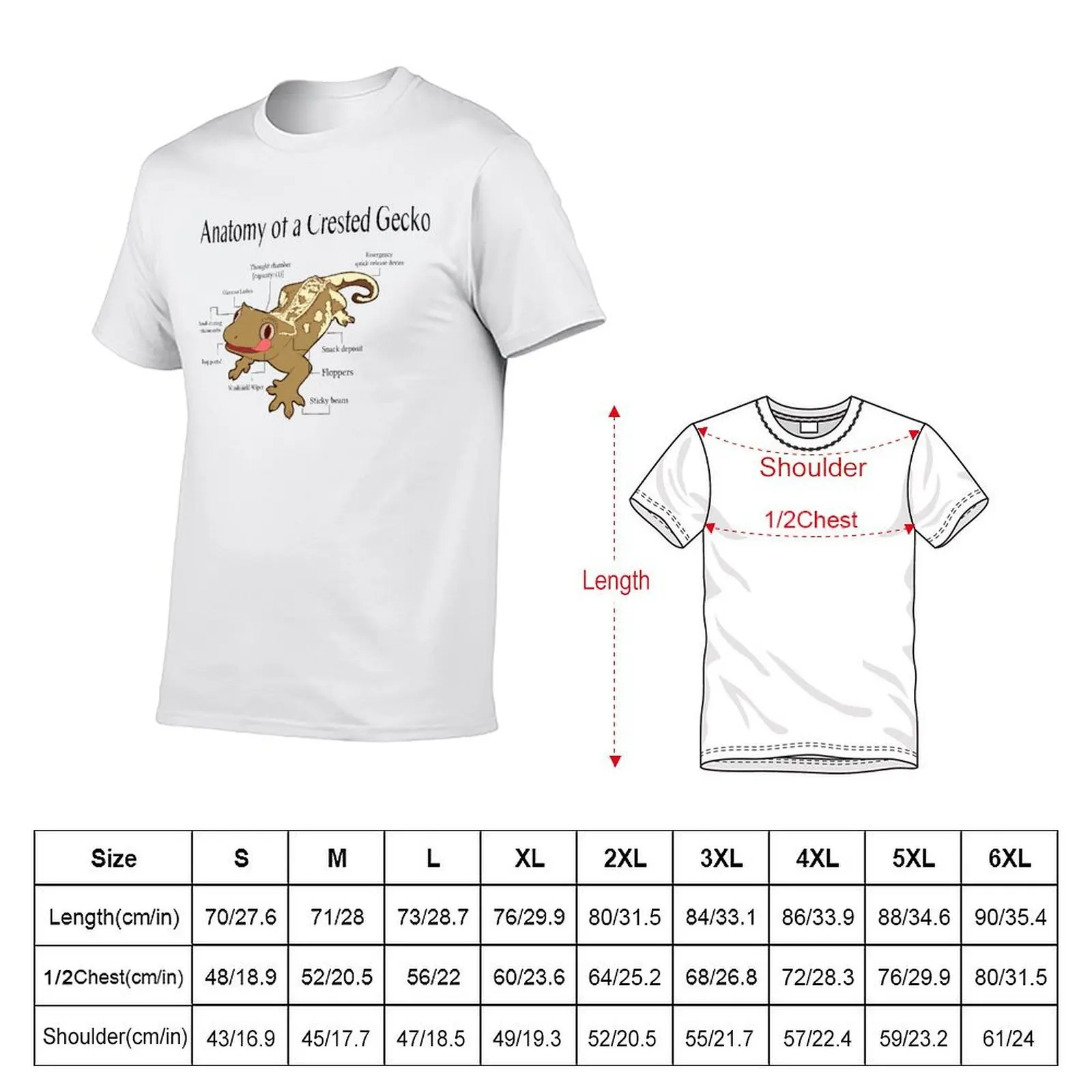 Anatomy of a Crested Gecko T-Shirt man t shirts cotton anime tshirt T-Shirt