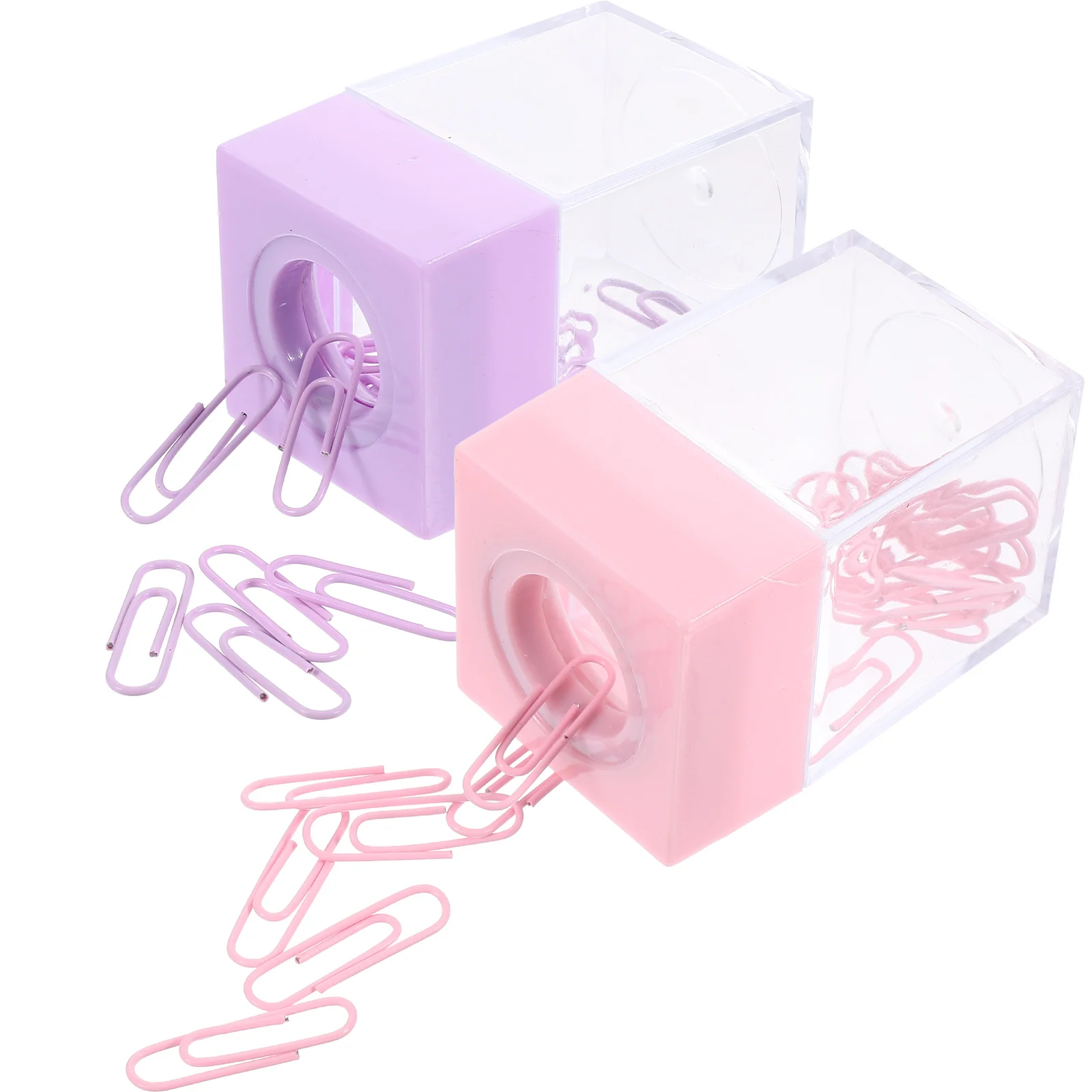 

2 Pcs Square Macaron Color Magnetic Paper Clip Storage Bucket Holder for Desk Cute Pin Small Clamps Portable Paper Clips