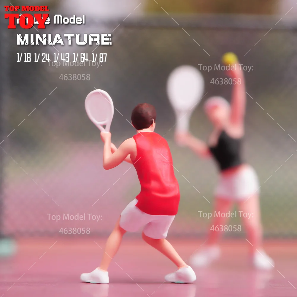 Geschilderde Miniaturen 1/64 1/43 1/87 1/18 Jongen Meisje Spelen Tennis Vrouwelijke Mannelijke Scène Figuur Poppen Ongeverfd Model Voor Auto's Voertuigen