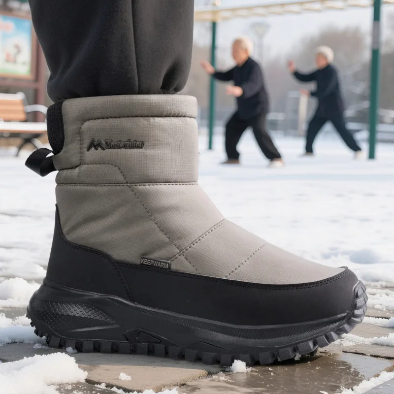 -40 ℃ الدفء الشتاء الرجال أحذية الثلوج مقاوم للماء عدم الانزلاق سميكة الدفء أحذية قطنية للرجل عالية الجودة بوتاس الفقرة Hombre #1