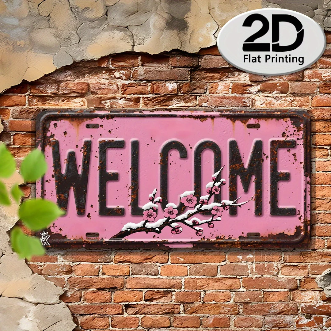 2D Flat,1PC for Decoration Solely,Retro Welcome Sign,Suitable for Home,Studio,Courtyard Decoration,Wall Art Decoration,Club,Cafe
