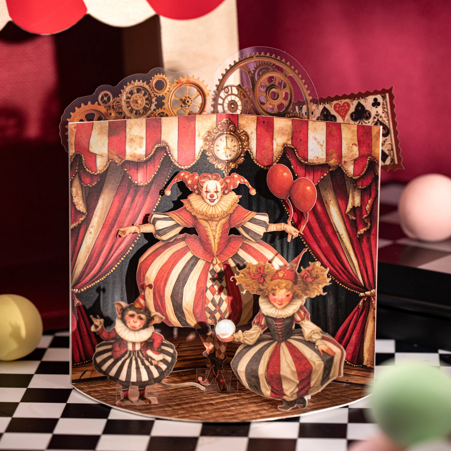 15Sheets/Bag Circus Themed Scenery Hard Card Stickers For Hand Account DIY Scrapbook Phone Case Decoration Reward Sticker Pack - view 4