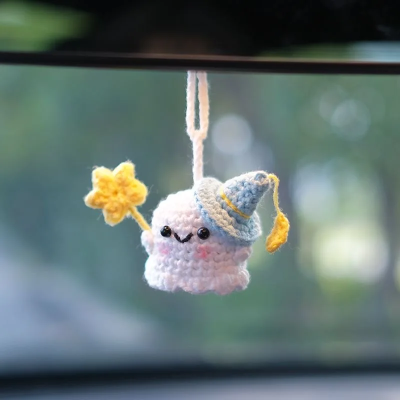 Car Pendant Small Ghost Handmade DIY Crochet Finished Car Pendant 2023 Halloween Decoration Hot Sale