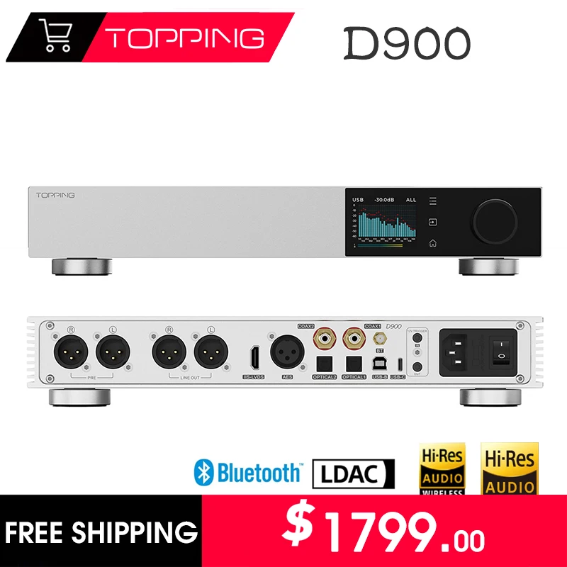 

Topping D900 Digital Audio Music Decoder Ultra-Flagship DAC Support BT5.1 Independent preamp circuit Ten-band high-precision PEQ