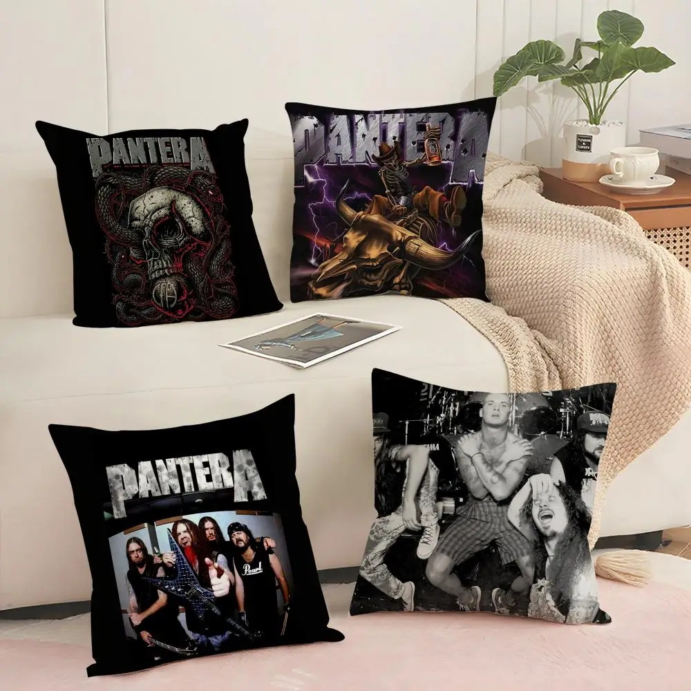

Чехол для подушки рок-группы P-Panteras, шелковистый короткий плюш с невидимой молнией, пылезащитная наволочка для дивана для домашнего декора