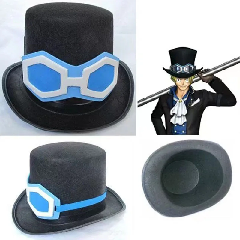 

Cartoon Anime One Piece Sabo Cosplay Hat Sabo Cosplay Black Flat Hat Prop Accessories Gifts