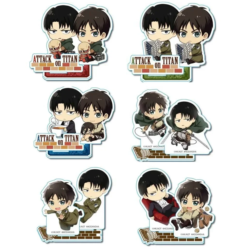 Anime Levi Ackerman Mini Figure Doll Eren Yeager Acrylic Stand Model Plate Cosplay Toy for Gift