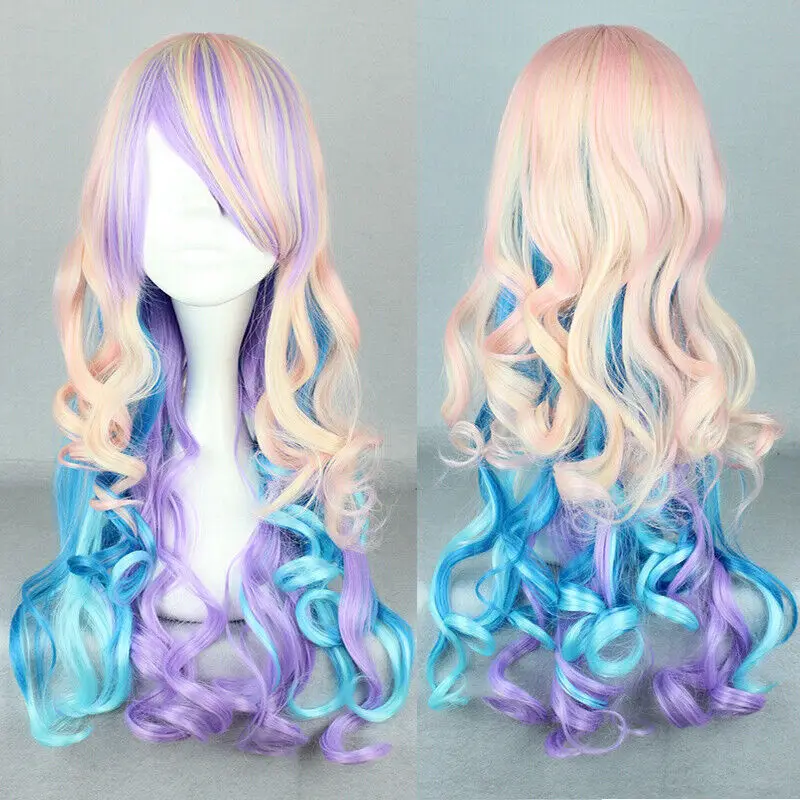 

Women Wig Long Hair Curly Wavy Hair Synthetic Multicolour Party Wigs