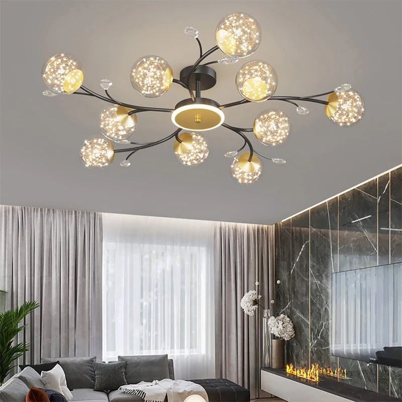 

BOSSEN Scandinavian light luxury round glass chandelier for hotel, villa, living room, dining room and home decoration