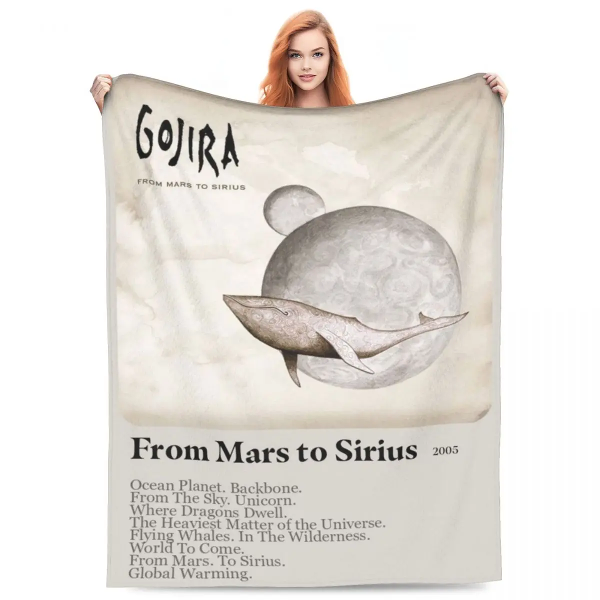 Throw Blanket Gojira From Mars To Sirius Flying Whale Micro Fleece Blanket Four Sizes Cute Warm For Sofa AntiPilling Blanket