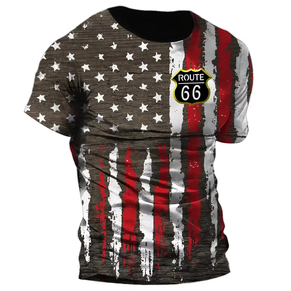 

Autumn/Winter Hot Sale Men's Clothing 3d Printed Men's Route 66 T-Shirt Top Men's Casual Oversized Fashion Vintage T-Shirt