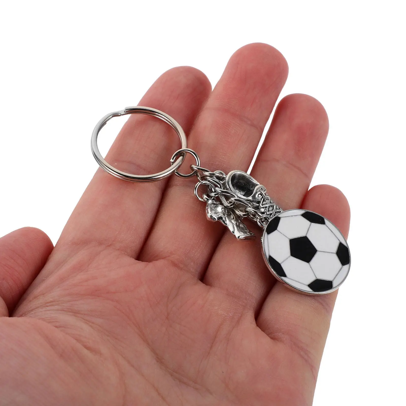 24Pcs Soccer Ball Keychains Mini Football Shoe Pendant Hollow Design Sports Bag Charms Football Fans Souvenirs Soccer Party