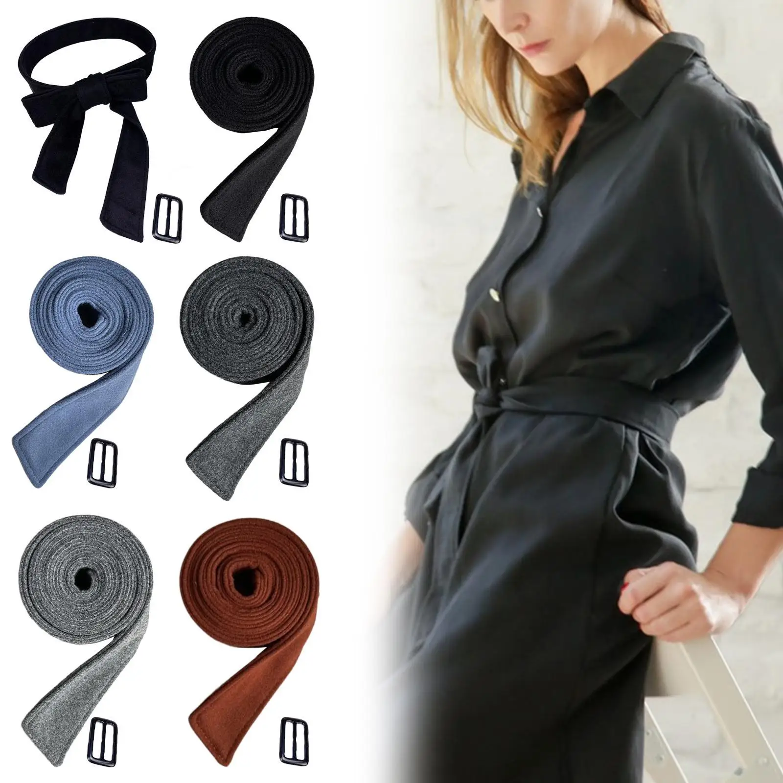 Women Woolen Overcoat Waist Belt Coat Belt for Travel Overcoat Commuting