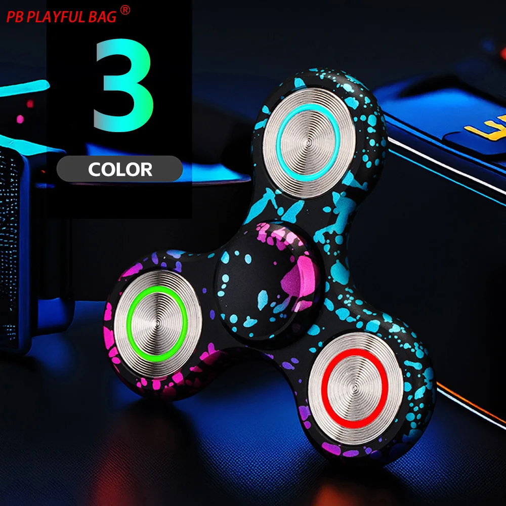 3-color Luminous Fingertip Gyroscope Metal Alloy EDC Finger Gyro Fancy Color Stress Relief TS51
