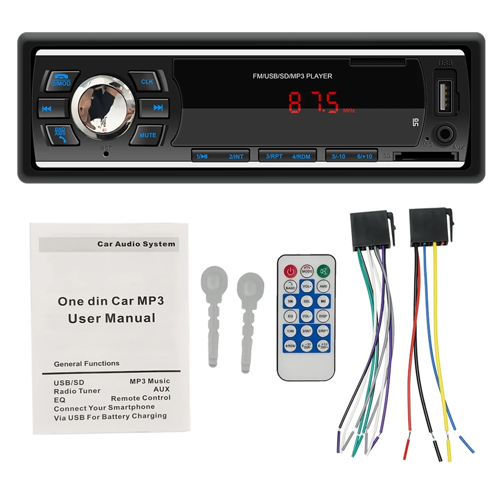 

Автомагнитола 1 DIN, Bluetooth, USB, SD, AUX, FM, MP3-плеер, тип ПК:-6249