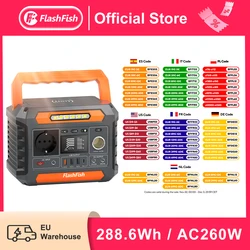 FF FlashFish UPS Portable Power Station 260W AC Solar Generator 288.6Wh Lithium Batteries Lighting Power Supply Outdoor Battery