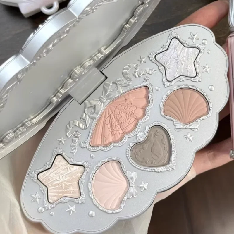 ดอกไม้รู้ Shell Pearl Collection Eyeshadow Palette Eye Glitter แต่งหน้า Palette ยาวนาน 6 สีอายแชโดว์แต่งหน้าเครื่องสําอาง