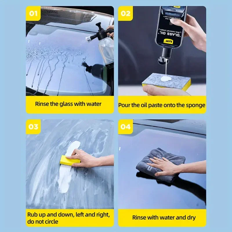120 مللي مجموعة أدوات إزالة فيلم الزيت الزجاجي للسيارة بدون أثر للزجاج الأمامي ومرآة منظف سريع الوضوح استعادة تفاصيل السيارة الأساسية