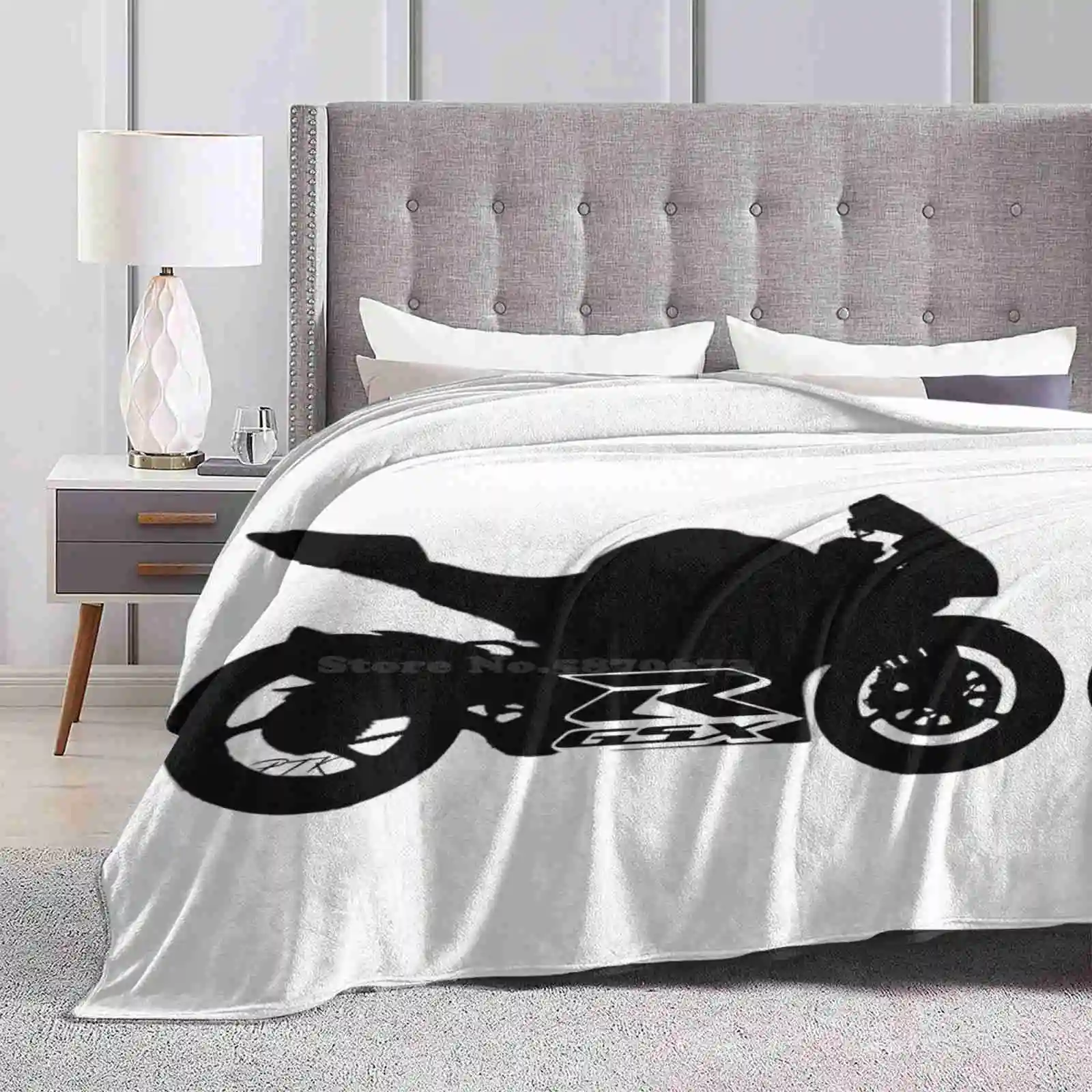 Gsxr Silhouette Creative Design Comfortable Warm Flannel Blanket Gsxr600 Gixxer Calamari Race Team Ptk Moto Ptk Designs