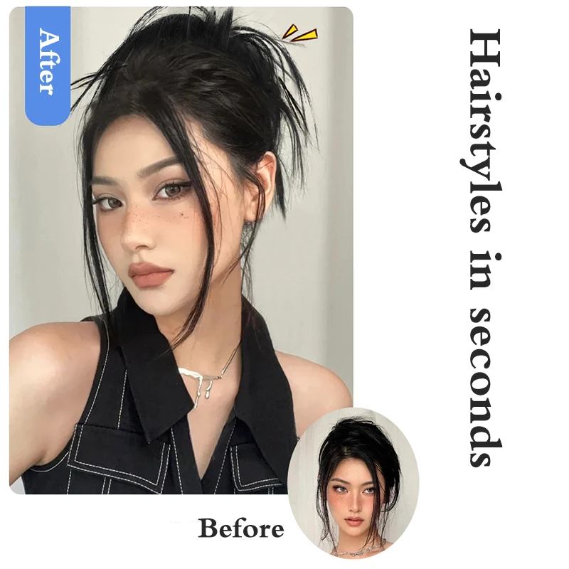 New Concubine Synthetic Bun Hair Extensions For Women Messy Accessories Fake Hair Natural Black Rubber Band Fixing