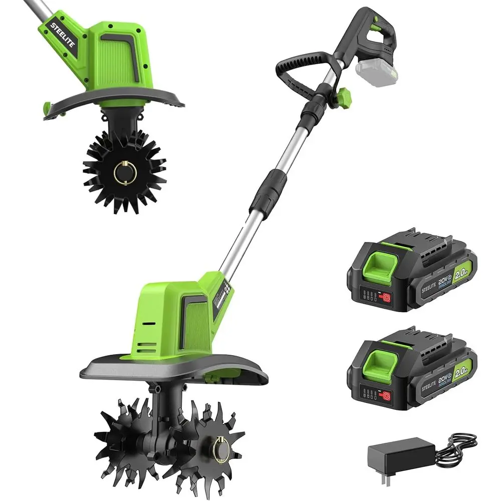 

Электрический культиватор 40В (двойное питание 20В), 360 об/мин, двигатель 400Вт, ширина обработки 9 дюймов, глубина 7 дюймов, портативный, аккумулятор 4.0Ач в комплекте