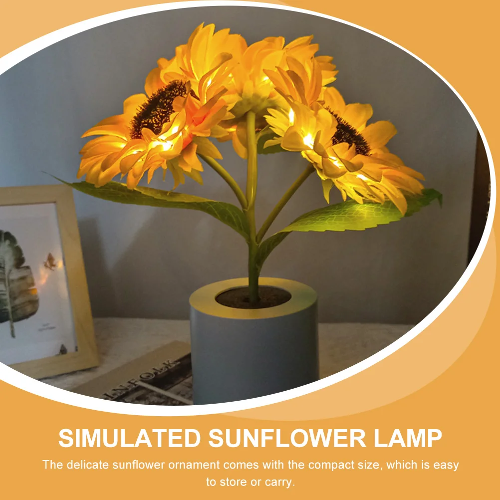 

Sunflower Night Light Plastic Decoration LED Lamp for Bedroom Bedside Table Decor Retro Small Desk Lamp White Mini Lamps