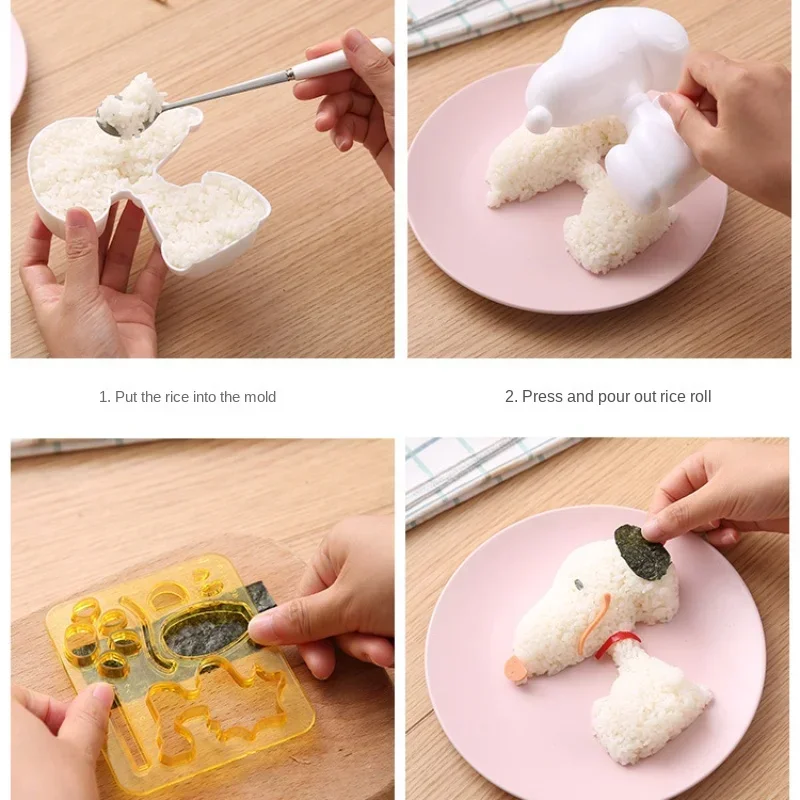 Snoopy Rice Ball Mold Quick DIY Sushi Mold Baking Tool Cover Rice Bento Tool Cartoon Bento Press Accessories Kitchen Ware Gift