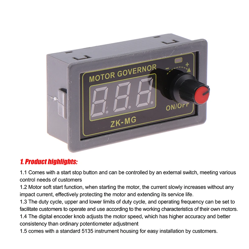 Motor Controller PWM Adjustable Speed Digital Display Encoder Duty Ratio Frequency MAX 15A ZK-MG