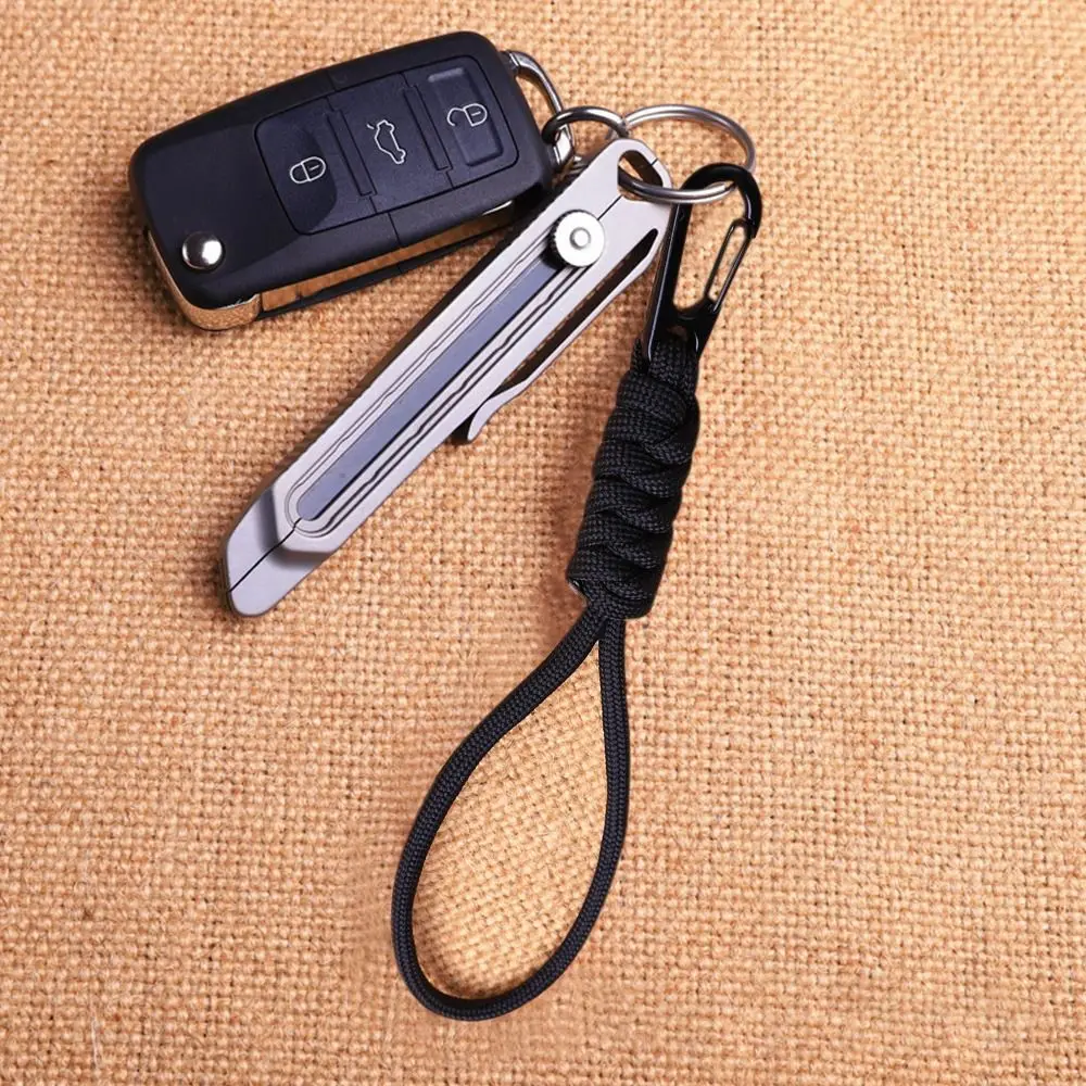 2pcs New High Strength Self-Defense Key Ring Paracord Document Keychain Lanyard Rotatable Buckle Parachute Cord