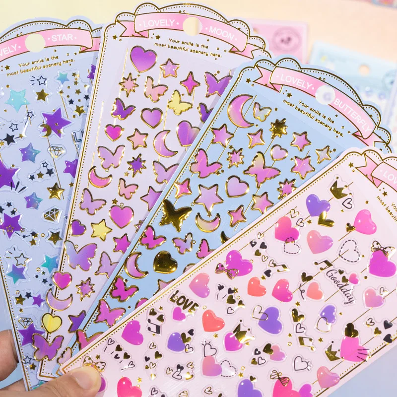 

4pcs Butterfly Love Crystal Sticker Cute Sticker Diy Notebook Phone Case Kawaii Scrapbook Diary Sticker Supplies