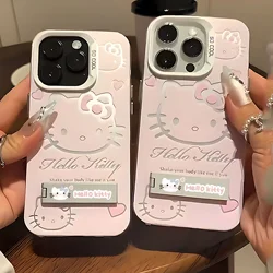 Luxury Pink Hello Kitty With Bracket Case for Samsung Galaxy S24 S23 S22 S21 S20 Note20 Ultra Plus FE M31 4G 5G with Holder