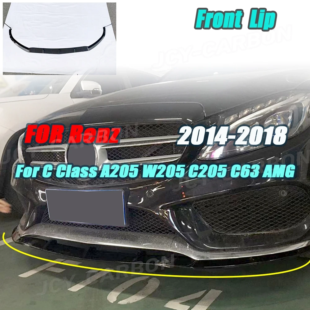 

JCYECF для Mercedes Benz C Class A205 W205 C205 C63 AMG 2014-2018 глянцевый черный Frontl Ip комплект кузова передний бампер спойлер для подбородка