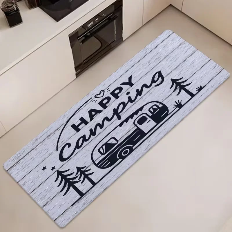 New Arrival Rustic Farmhouse Camper Camping Print Runner Rug Non Slip Soft Floor Carpet for Kitchen Hallway Entryway Decor