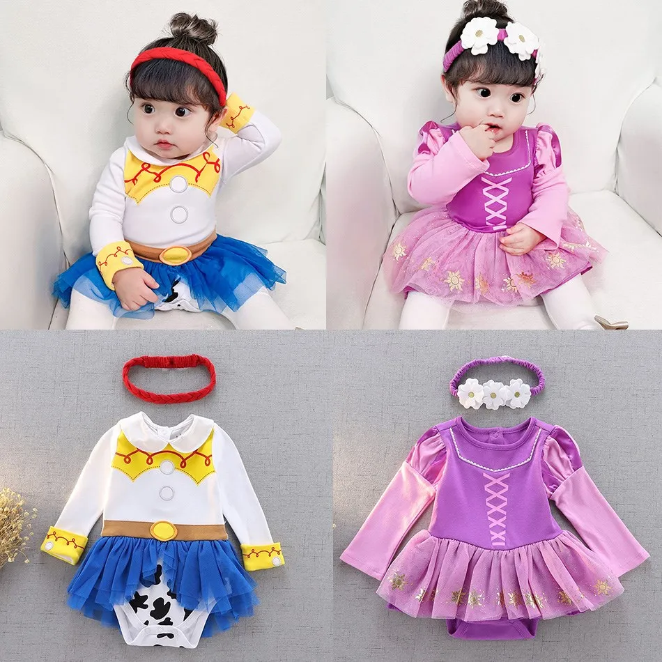 3 6 9 12 18 Months Baby Girl Clothes Jumpsuit Suit Toddler Girl Princess Dress Halloween Cosplay Costume Baby Newborn Dresses