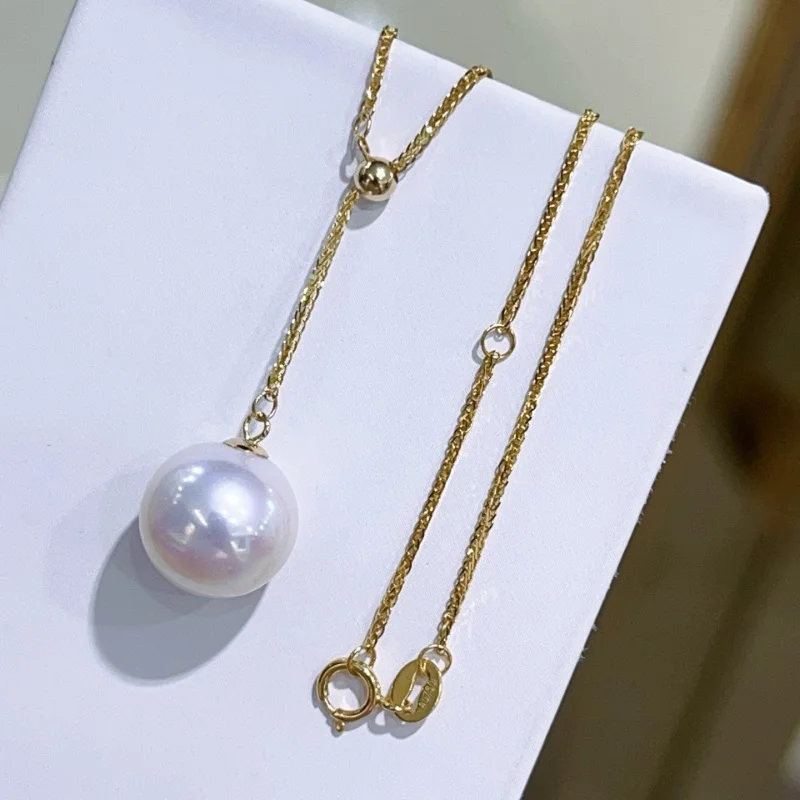 

SGARIT Gold Jewelry 1.2g 10-11mm 18k Gold Natural Freshwater Edison Whiter Round Pearl Pendant Necklace Jewellery SN22