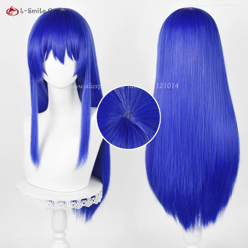 

Anime Terc Hashiko cosplay wig, blue straight hair, heat-resistant synthetic female role-play wig + hair cap