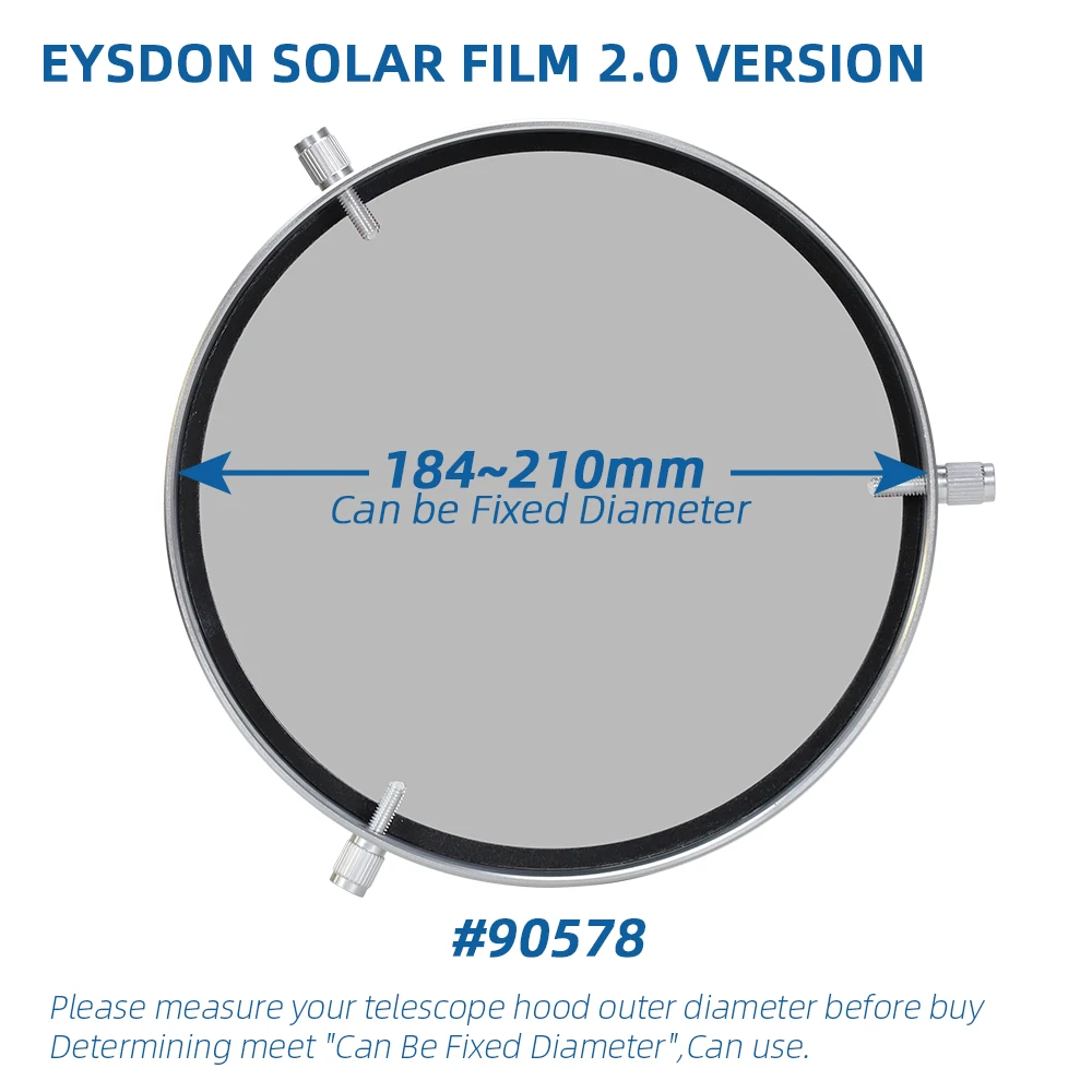 EYSDON Solar Filter Sun Composite Film for Astronomical Telescope Hood 184-210mm Diameter - #90578