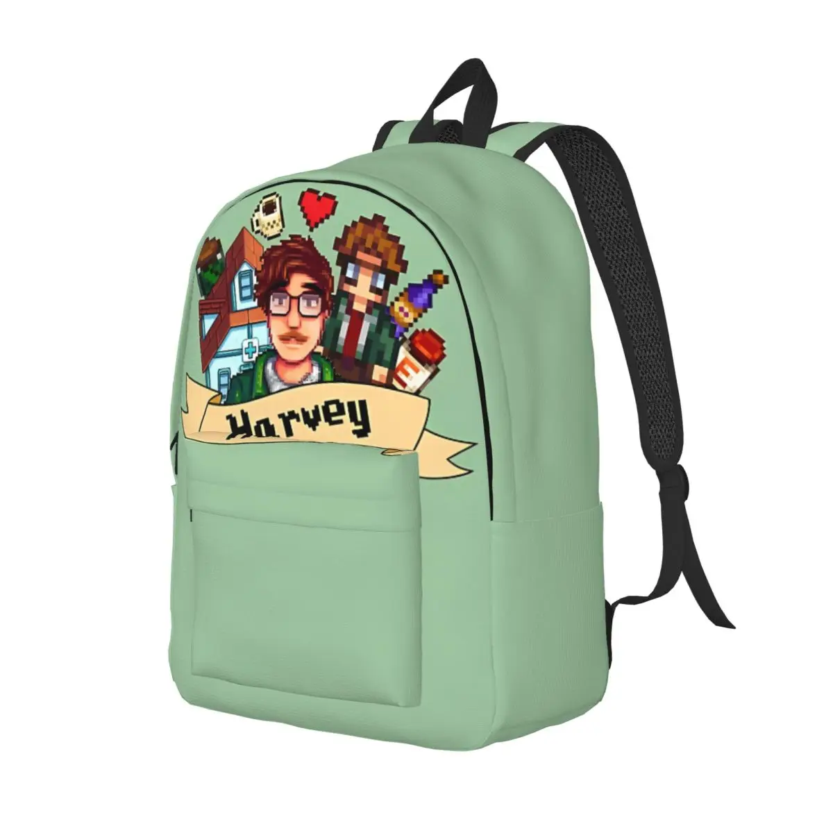 Book Pack Harvey Zipper Closure Stardew Valley Ladies Birthday Adjustable Strap Bookbag For Work