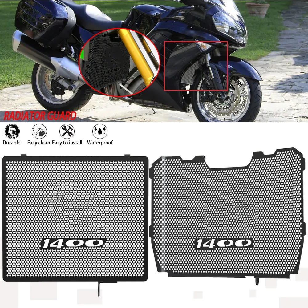 

For KAWASAKI Ninja ZX-14R ZX1400 ZG1400 1400 GTR CONCOURS 1400GTR Radiator Grille Guard Cover Protection Motorcycle Accessories