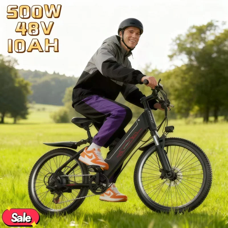 

New 26-inch electric bicycle 48V-10ah lithium battery 500W motor fashionable time-saving and labor-saving adult city bicycle
