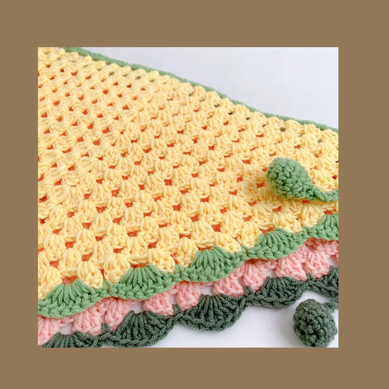 Französischer pastoraler Stil, gestricktes, florales Dreieck-Kopftuch für Mädchen, personalisiertes Kopftuch für Fotoshootings mit Bindeband, 3D-Blumen-Haarband – Detail 9