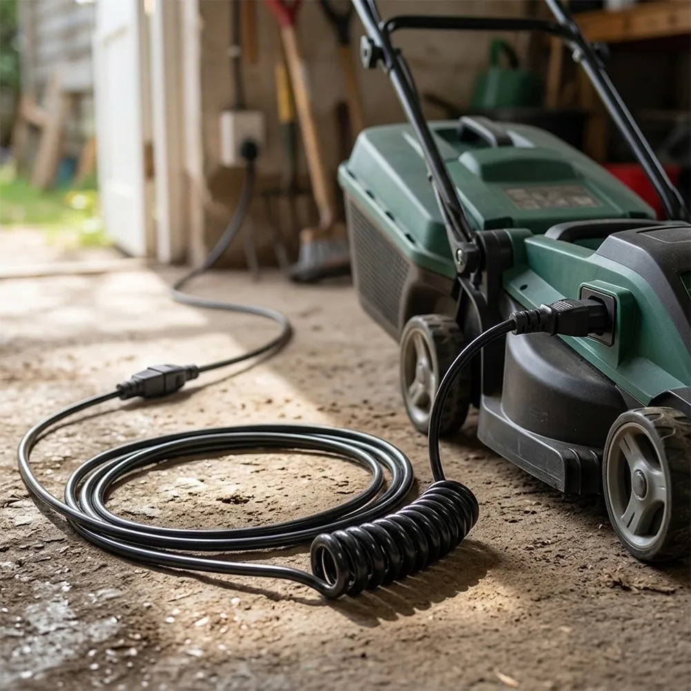 1.5 Gauge 1.8m For lawn Mower Connection Cord Spring Design 12V 48V Compatible Dual Metal Conductors PVC Protective Cover