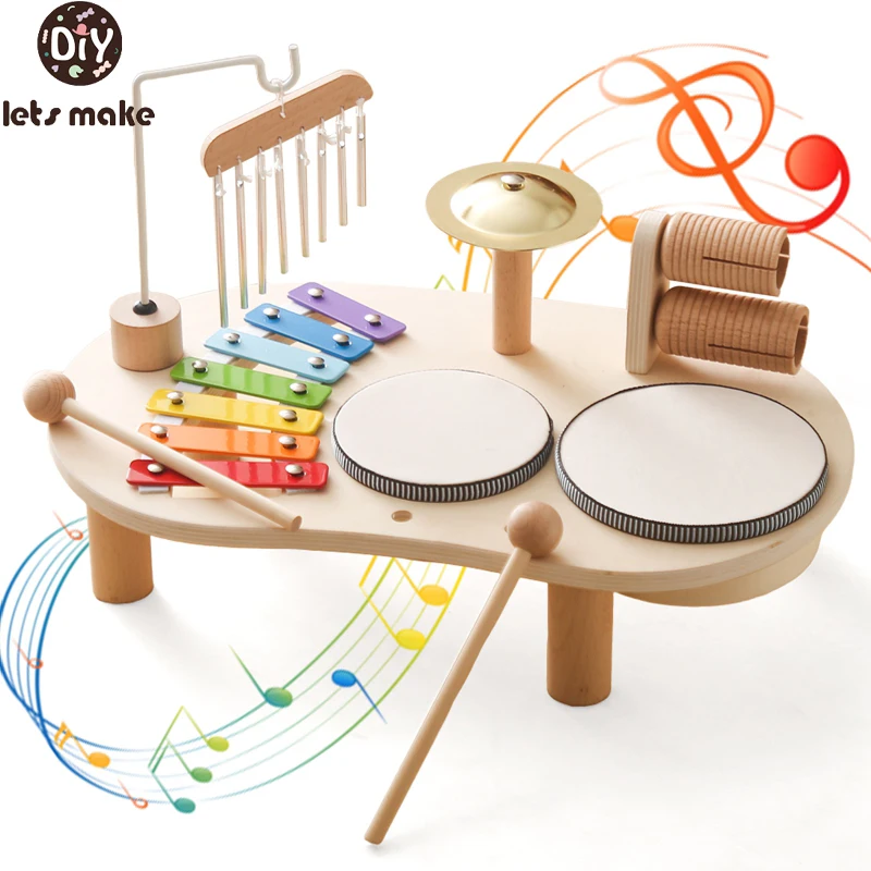 Montessori Baby Wooden Toys Children Hand Drum for 3 Year Old Interactive Musical Instrument Toys Infant Educational Sensory Toy