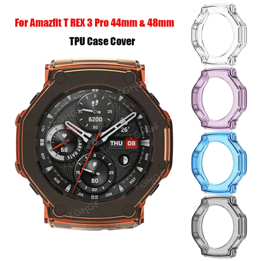 For Amazfit T REX 3 Pro 48mm 44mm Case Cover Soft TPU Anti-scratch Protective Shell Frame Bumper Protector Smart Watch Accessory