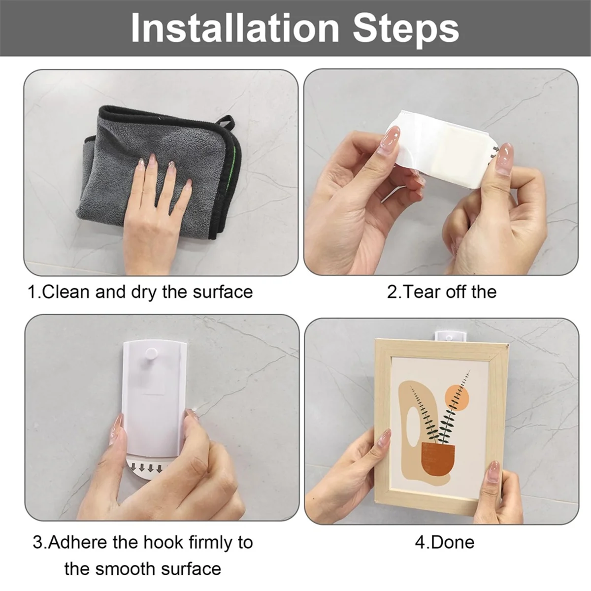 ABJZ 12 個 - 額縁用粘着ピクチャーフック 粘着フック 絵画吊り下げ 穴あけ不要 絵画ポスター写真用