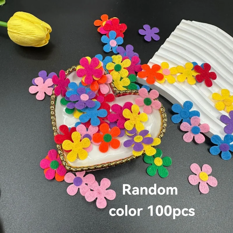 100 Stück Mehrfarbige Filzblumen, DIY Blumen-Bastelset, Geeignet für Stoffhandwerk, DIY-Projekte, Klassenzimmer-Dekorationen, Blumenstrauß-Herstellung