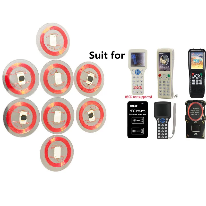 CUID Tag Gen2 electronic rewritable smart key NFC clone token 13.56Mhz 1K S50 ISO14443 changeable Transparent Coin Magic Card