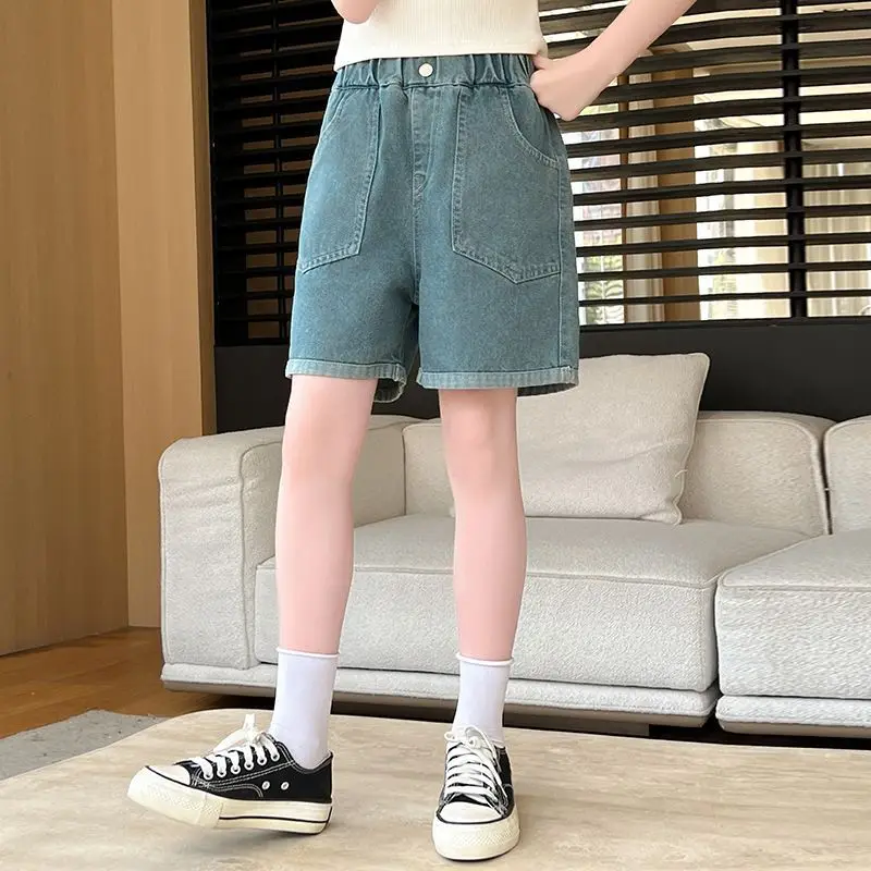 女の子用ルーズデニムショートパンツ夏カジュアル韓国風子供用アウトドアプレイウェア
