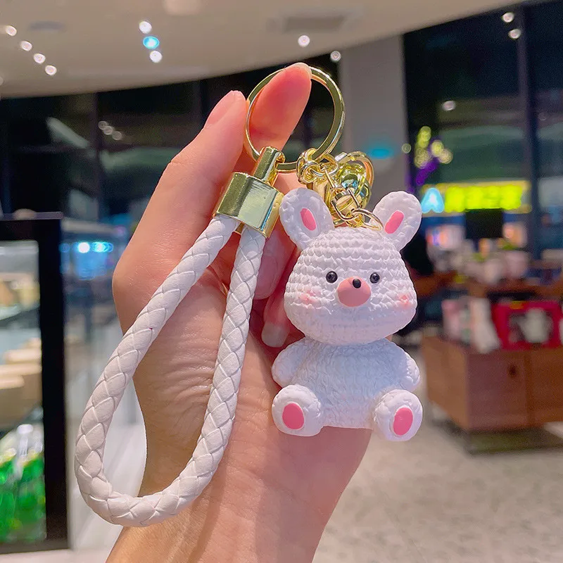 Cartoon Cute Resin Chubby Keychain Meat Flesh Face Animal Dinosaur Chick Bunny Pig Car Key Chain Bag Charm Pendant Accessories